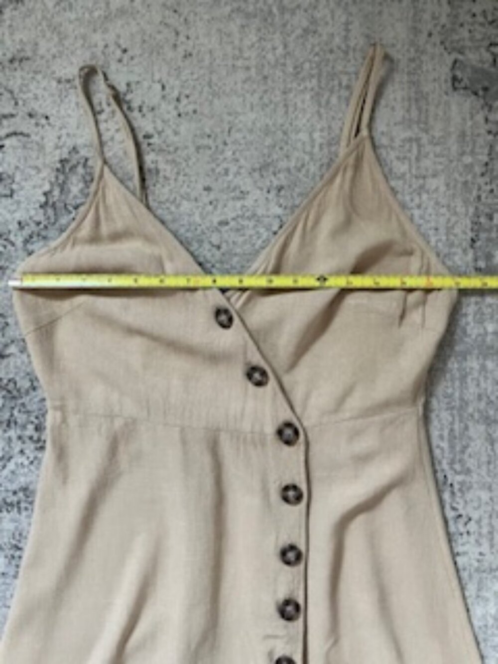 🧡3/15 ijoah Linen Blend Adjustable Straps Front Button Beige Dress Women's L - Picture 4 of 9